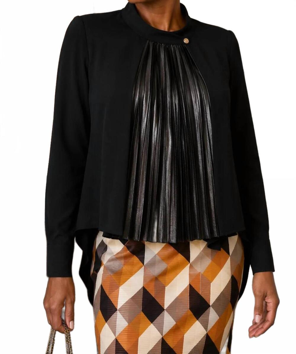 NEW RINASCIMENTO pleated high-low blouse in black